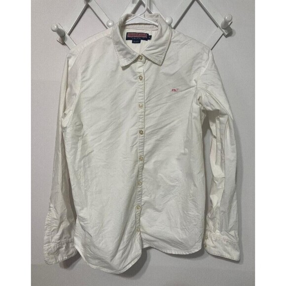 Vineyard Vines Other - Vineyard Vines White Dress Shirt Button Down Pink Whale Shep Ian Size 10 Medium